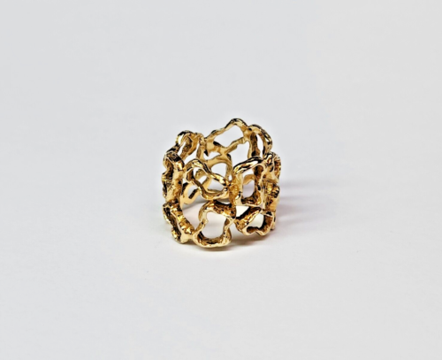 Unique FREEFORM 18ky Gold 15mm WIDE Band Brutalist Ring Sz 4.50 - Picture 10 of 20
