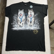 Vintage Alaska Iditarod Husky T Shirt 3XL SINGLE STITCH Made in USA Sled Dogs
