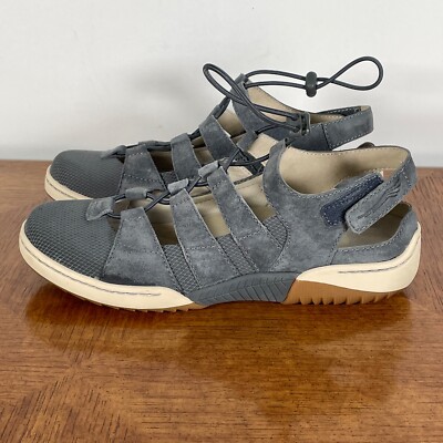 Dansko Fisherman Sandals Womens 5.5-6 / 36 Gray Suede Leather Riona Comfort Shoe