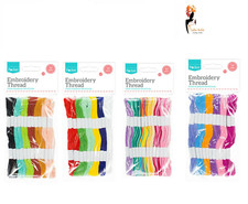 12 Pack Coloured Cotton Embroidery Thread Skeins - 7m for Crafts