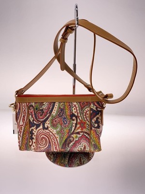 ETRO Authentic Shoulder bag Brown Paisley Pattern Leather Crossbody Strap