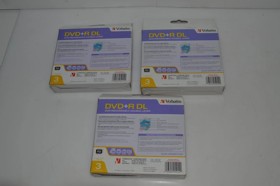 ^^ Verbatim DVD+R DL 2.4X/8.5 GB/240 Minuten Video 3PACK Viel 3 Neu (GCV48) - Bild 2 von 2