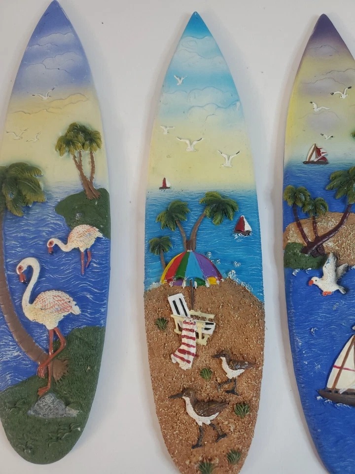 Surfboard 3D Art, wall mounts, 10.5" x 2.5", Beach Theme Airbnb Vacation Vintage - Image 3 of 4