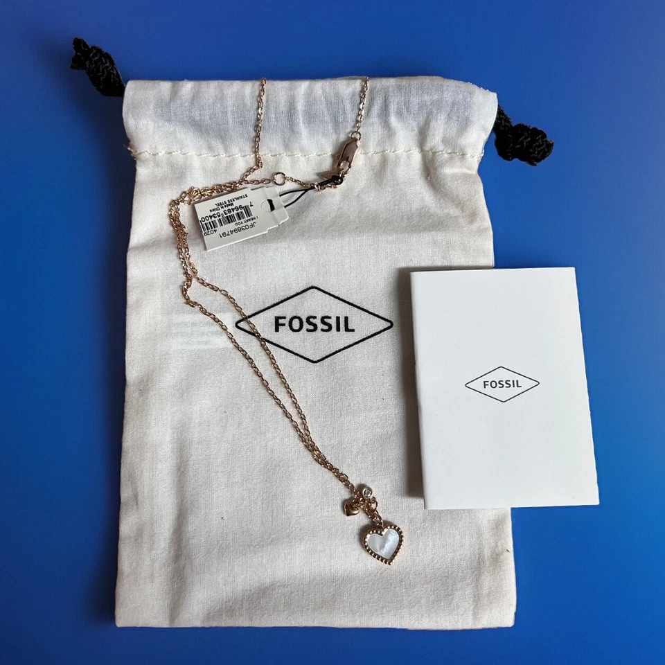 Collar para mujer Fossil tono oro rosa JF03694791) madreperla I Heart You Foto 2 de 3