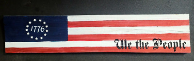 Hand painted wooden American Flag