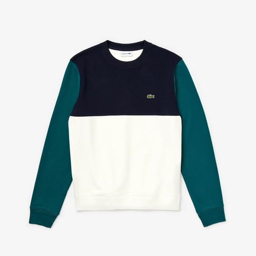 Lacoste Hombre Verde Blanco Azul Marino Contraste de Colores Mezclados  Piqué francés Terry Sudadera | eBay