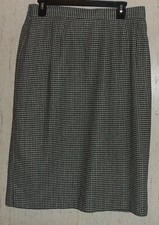 EXCELLENT WOMENS SAG HARBOR BLACK WHITE CHECK LINED WOOL BLEND SKIRT SIZE 16