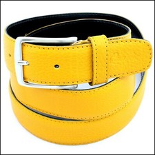 Cintura Uomo Elegante in vera Pelle Gialla Cinta da Cerimonia Classica di 3,5 cm