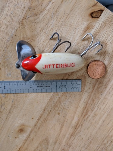 Señuelo de pesca vintage Arbogast jitterbug cabeza roja - Imagen 2 de 5