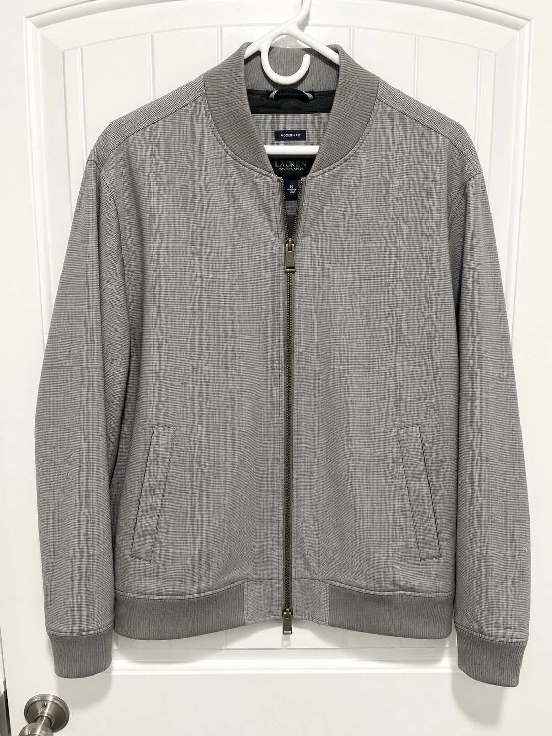 Kenneth Cole Reaction Mens M Gray Bomber Jacket Full Zip Modern Fit NWOT image 1