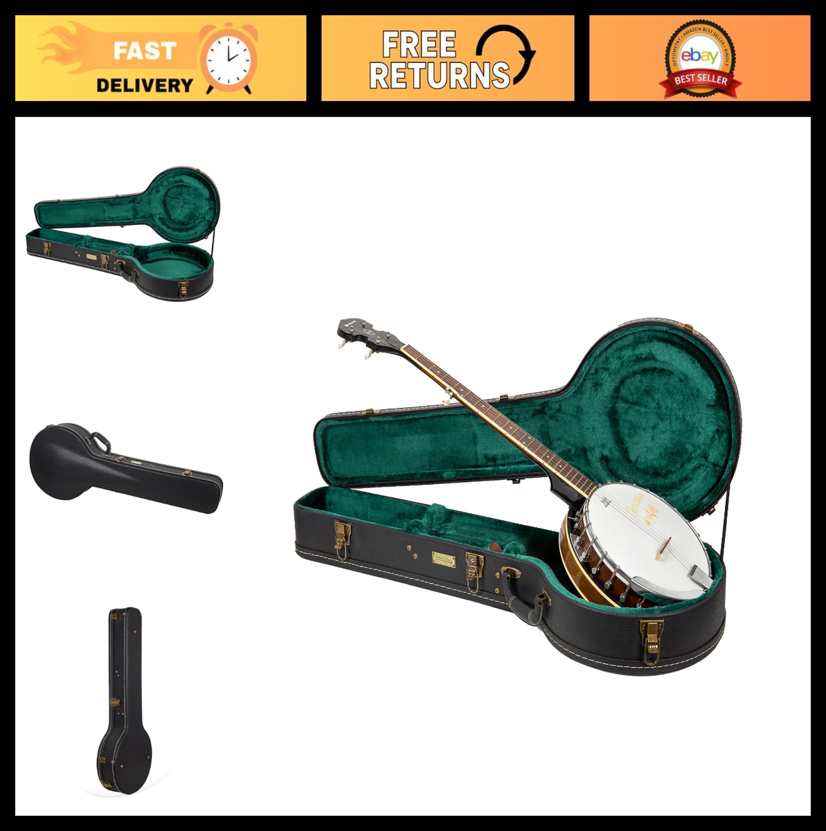 Wooden Banjo Case for 5-String Resonator Banjos - Vintage Hardware