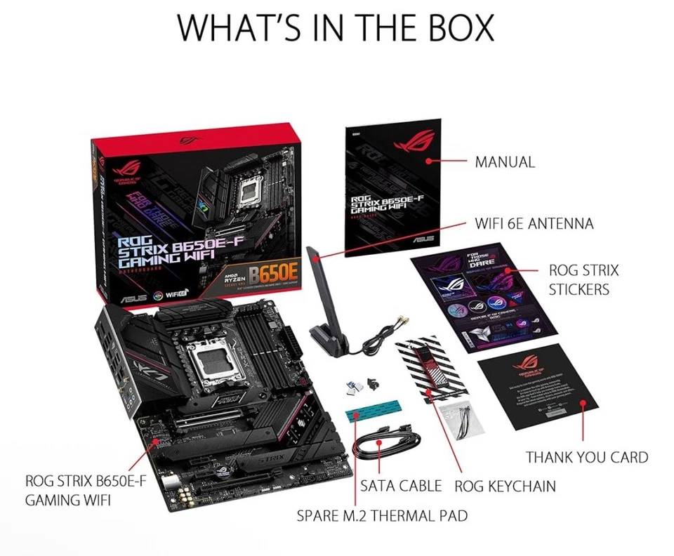 ASUS ROG STRIX B650E-F GAMING WiFi Socket AM5 AMD (LGA 1718) motherboard - Image 3 of 4