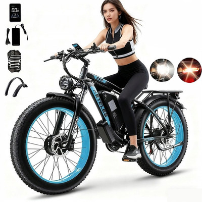Doppelmotor 2000W Elektrofahrrad 48V23AH 26''Fatbike Mountainbike Fahrrad E Bike