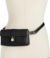 Michael Kors Black Leather Fanny Pack Size Small Crossbody Gold AUTHENTIC NEW
