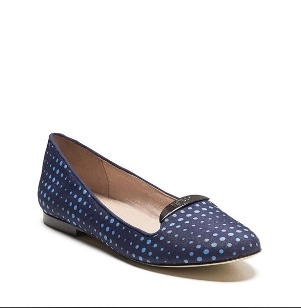 Mimco Blue Polka Dot Spot Smoking Gun Slipper Loafer Ballet Flats Eu 39 Aus 7