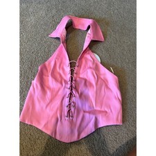 Princess Polly Marcia Vest Top Pink Lace Up Halter Corset Top US 6 NEW