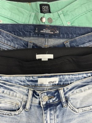Boutique Denim Lot Of 4 Vervet Sz25 BDG Sz24 Hollister Sz25  NY&C Sz S
