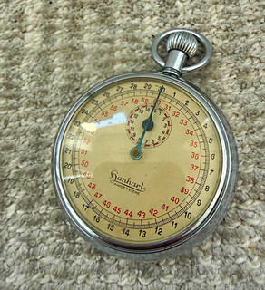 Hanhart Stoppuhr Anker 7 Steine analog mechanisch silberfarben