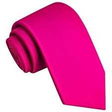 Branduce 3.15" 8cm Mens Solid Satin Tie Pure Color Necktie Gift Box Hot Pink