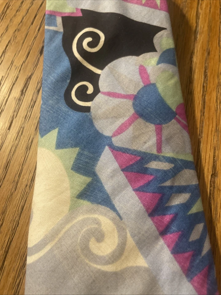 复古 60 年代 70 年代全新无标签 J.J. Cochran 充满活力的花朵强力宽领带 100% 棉 — 第 4/4 张图片