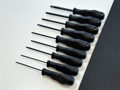 NEW TEKTON USA Made 9pc Long BLACK OUT Hard Handle & Blade HEX ALLEN Driver Set