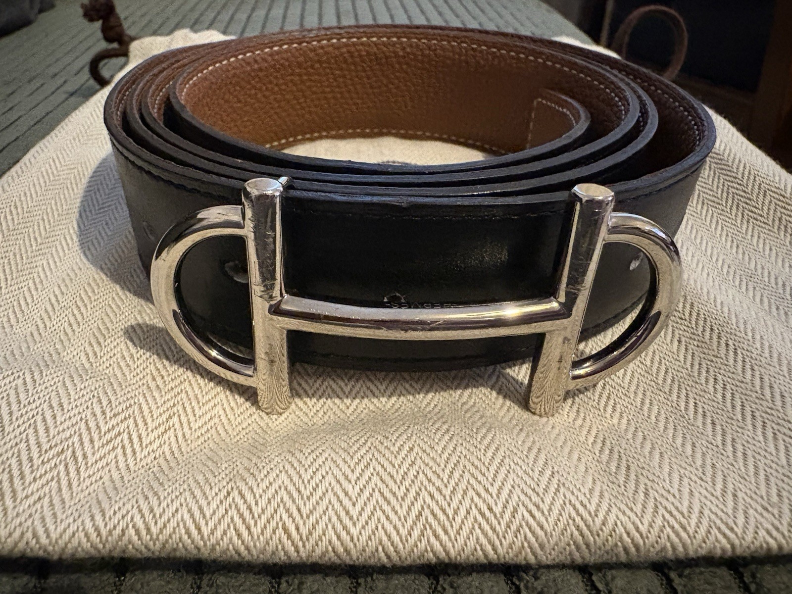 Hermès Gamma belt buckle & Reversible leather strap