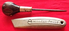VINTAGE MILLERS FALLS TOOLS, BOX KNIFE, & AWL # 1405