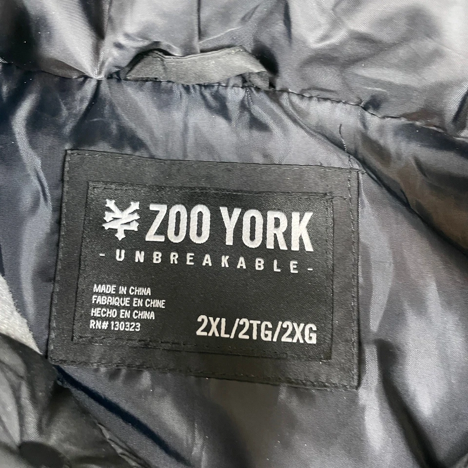 Zoo York Unbreakable Mens Black Gray Zip Snap Hooded Puffer Jacket Sz 2XL - Image 2 of 4