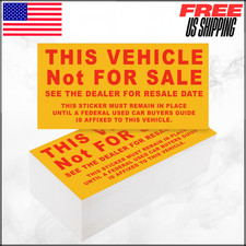 Not For Sale Car Dealership Compliance Stickers 6x3 Yellow Red 500PK