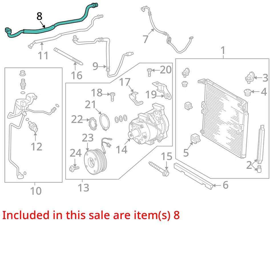 Fits 2014 - 2021 TOYOTA 4RUNNER 4.0 Air Conditioner Suction Liquid Hose Tube OEM - Image 4 of 4