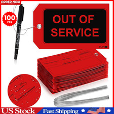 100 PCS Out of Service Tags with Wire 3 X 5 Inch Waterproof Red Equipment Repair