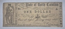 1861 $1 THE STATE OF NORTH CAROLINA RALEIGH, NC OBSOLETE NOTE CIRCULATED 