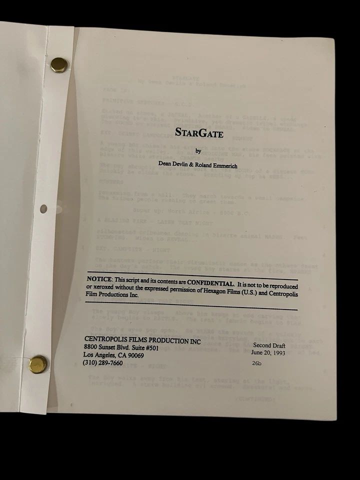 Greg Jein Signed “Stargate” Film Script – Used in Miniature FX Work (1993) - Image 3 of 4