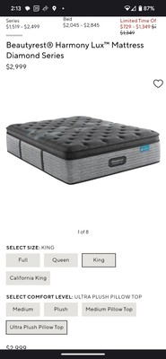 #ad #ad Simmons Beautyrest Harmony Lux Diamond Series Medium King Mattress $1895.00