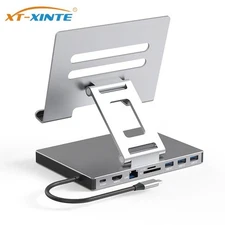 SD/TF PD Stand Adapter Docking Hub USB-C Station 100W Foldable Multiport Tablet