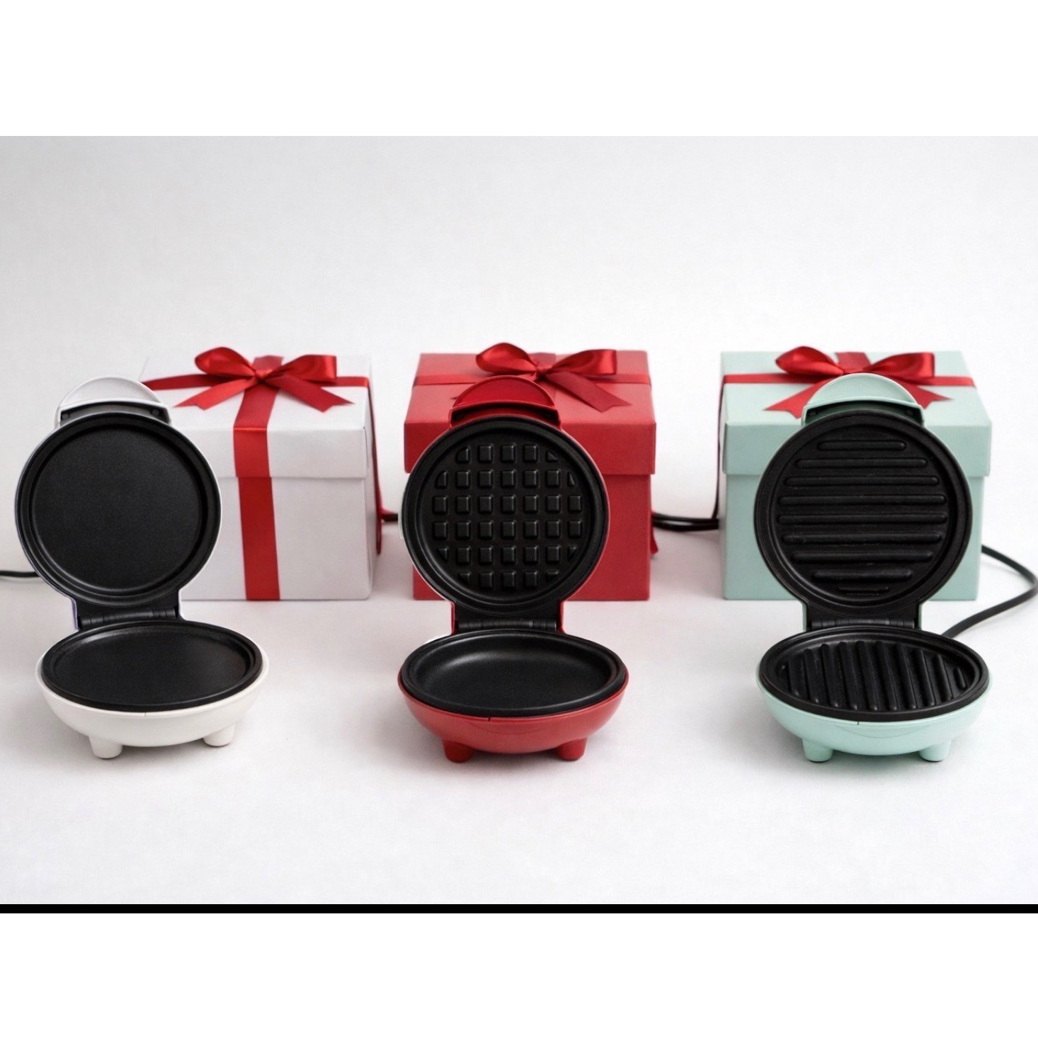 S 3 Pack Gift Set Waffle Maker Griddle Grill Red White Aqua 