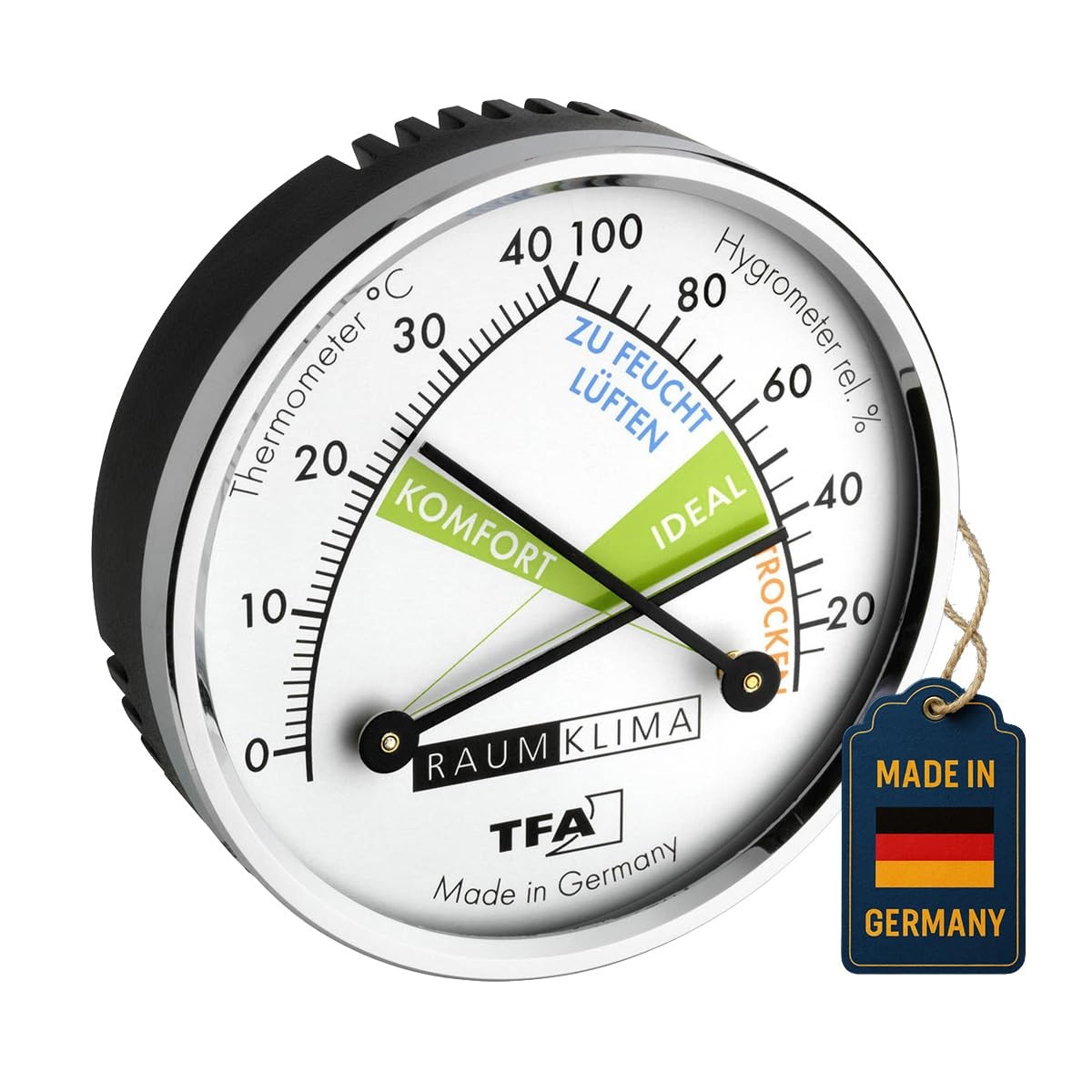 TFA Dostmann Thermo Analogue Thermometer Hygrometer with 1x, multicoloured