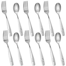 HAKSEN 12PCS Toddler Utensils, Stainless Steel Kids Silverware, small, Silver