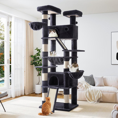 81 Inches Tall Cat Tree/Multi-Level Large Climbing Tree House and Towers for Big