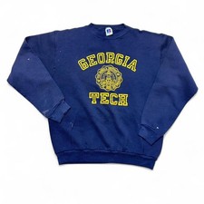 Georgia Tech Yellow Jackets 90s Russell Athletic Navy Yellow Sweatshirt Medium