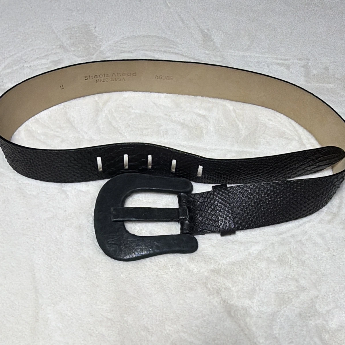 Vintage Streets Ahead Black Leather Heavy Buckle Wide Belt Violet Belt - Black Italian Leather | Streets Ahead  main image 3