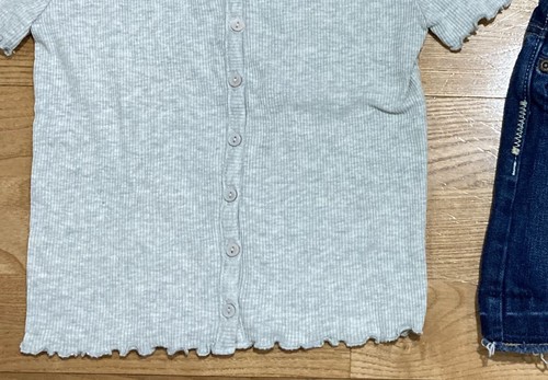 Girl's Gap & Old Navy Outfit size 8 - Gray Ribbed Top w/Jean Skirt EUC - Picture 4 of 7