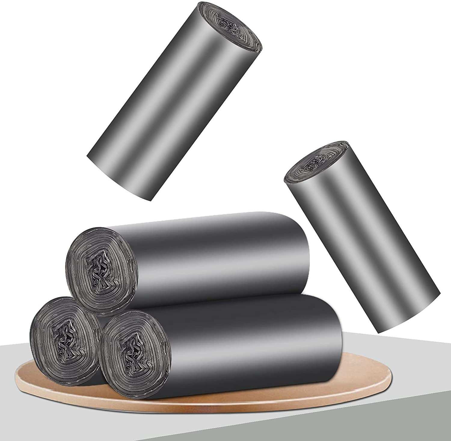 Small Trash Bag, 2 to 2.6 Gallon / 10 Liter Dark Gray Garbage Bags, 100 Count