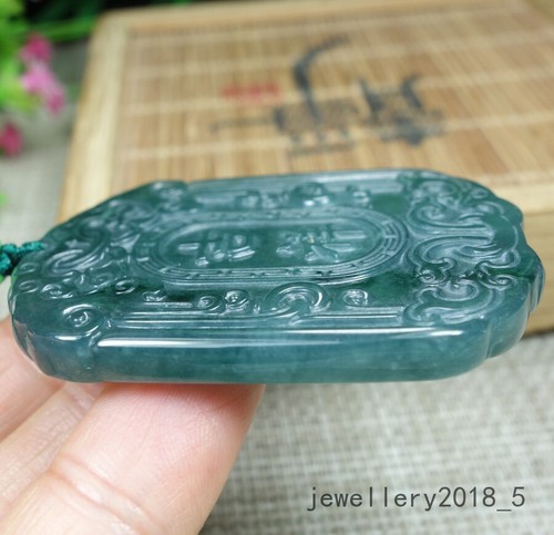 Certified Icy Green 100% Natural A jadeite jade Pendant~吉祥如意仿古牌 - Picture 9 of 20