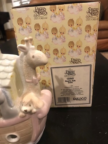 1995 Precious Moments Noahs Ark Piggy Bank 6x6in NEW - Picture 3 of 5