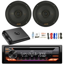 JVC Single DIN Bluetooth AM/FM CD Receiver, Amp w/Kit, 2x 6.5" 200W Speakers