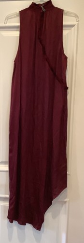York Street Dress Size Small Wine Cranberry High Neck Asymmetric Evening New - Picture 7 of 14