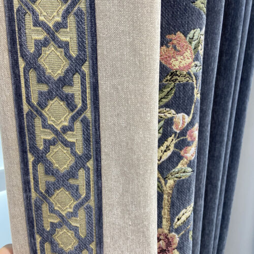 modern luxury pastoral Chenille jacquard blue cloth valance curtain drape C1940 - Picture 2 of 12