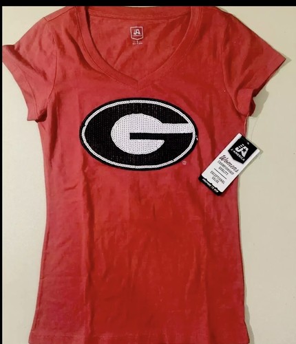 UGA University Of Georgia Bulldogs Ladies NCAA Women’s Bling Shirt (S) - Picture 3 of 4