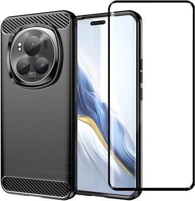 Für Honor Magic 6 Lite / Pro Hülle, Carbon Gel Handyhülle + Displayschutz
